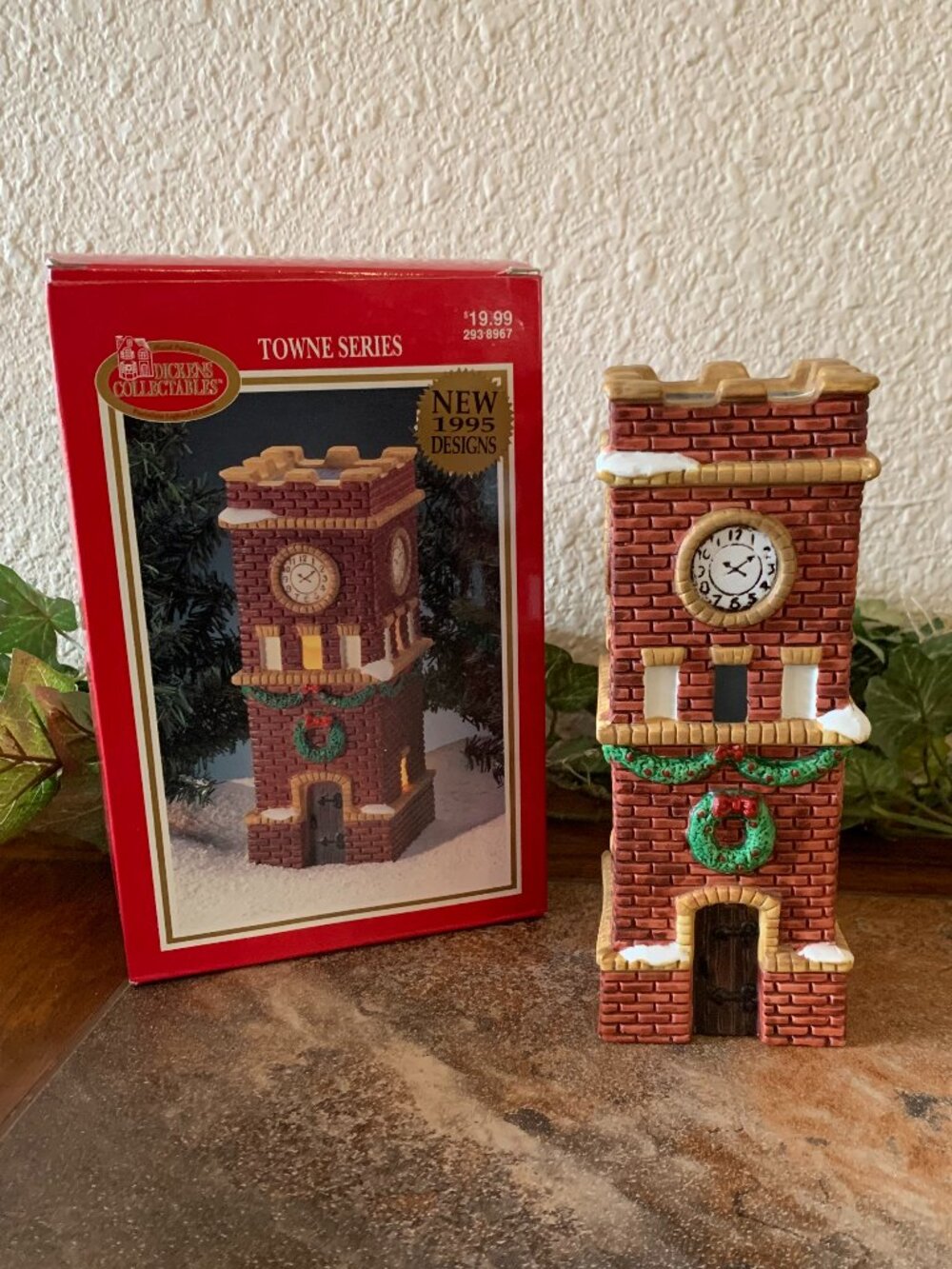 1995 Dickens Collectables Christmas Village Porcelain Clock Tower in Box